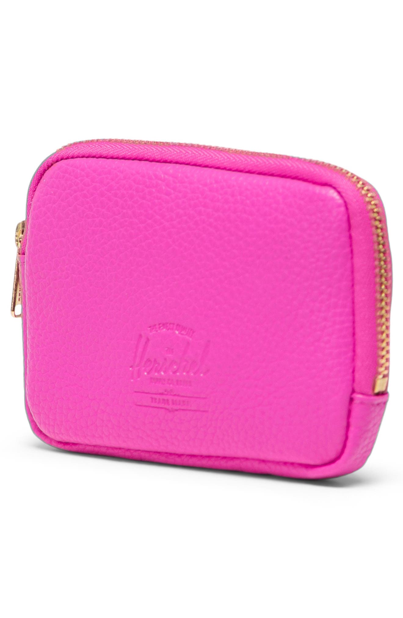 Oxford Faux Leather Zip Pouch, Alternate, color, ROSE VIOLET