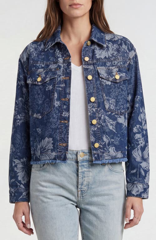 Liverpool Jacquard Fray Hem Denim Jacket in Lapis Grove at Nordstrom, Size Medium