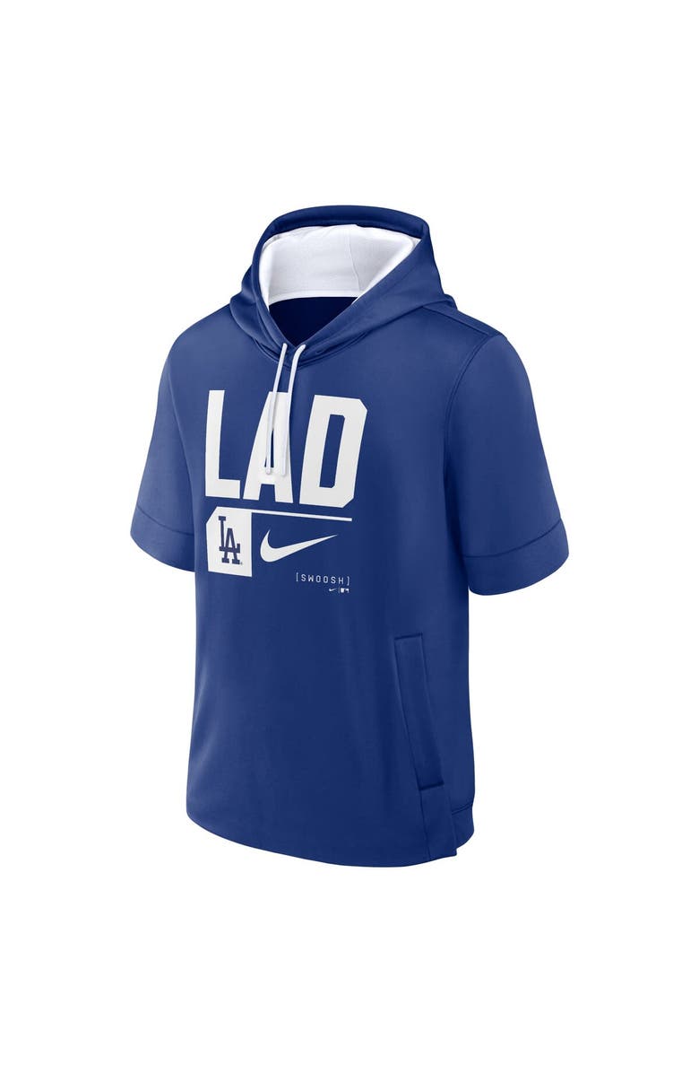 Nike Men's Nike Royal Los Angeles Dodgers Tri Code Lockup Short Sleeve Pullover Hoodie, Alternate, color, Royal