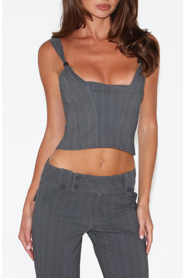 Kittie Corset Top, Main, color, GREY STIPE