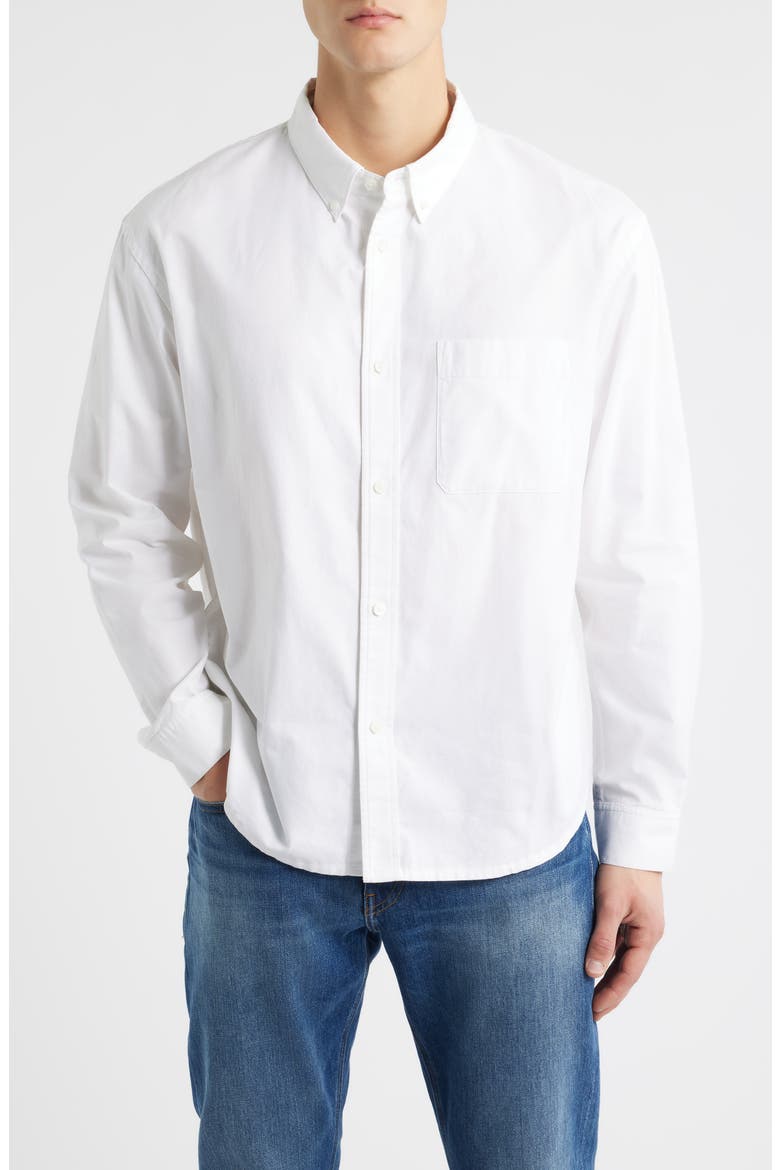 Cotton Oxford Button-Down Shirt, Main, color, WHITE