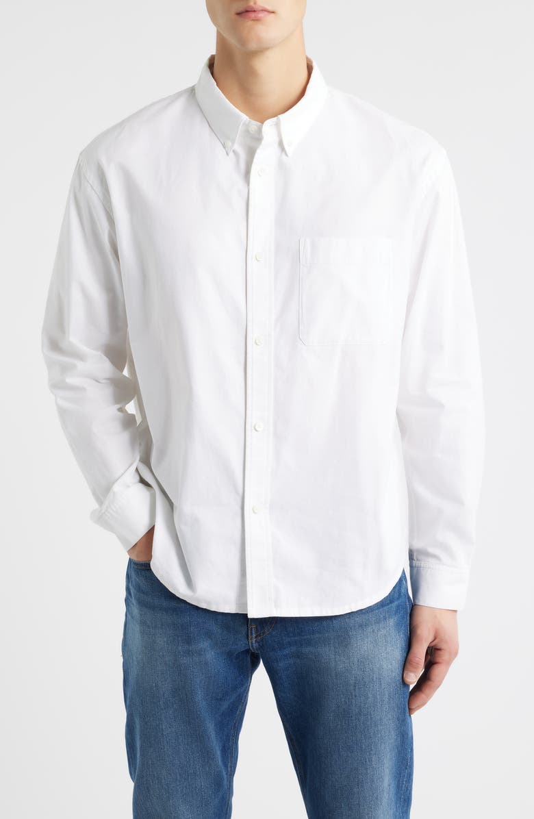 FRAME Cotton Oxford Button-Down Shirt, Main, color, White