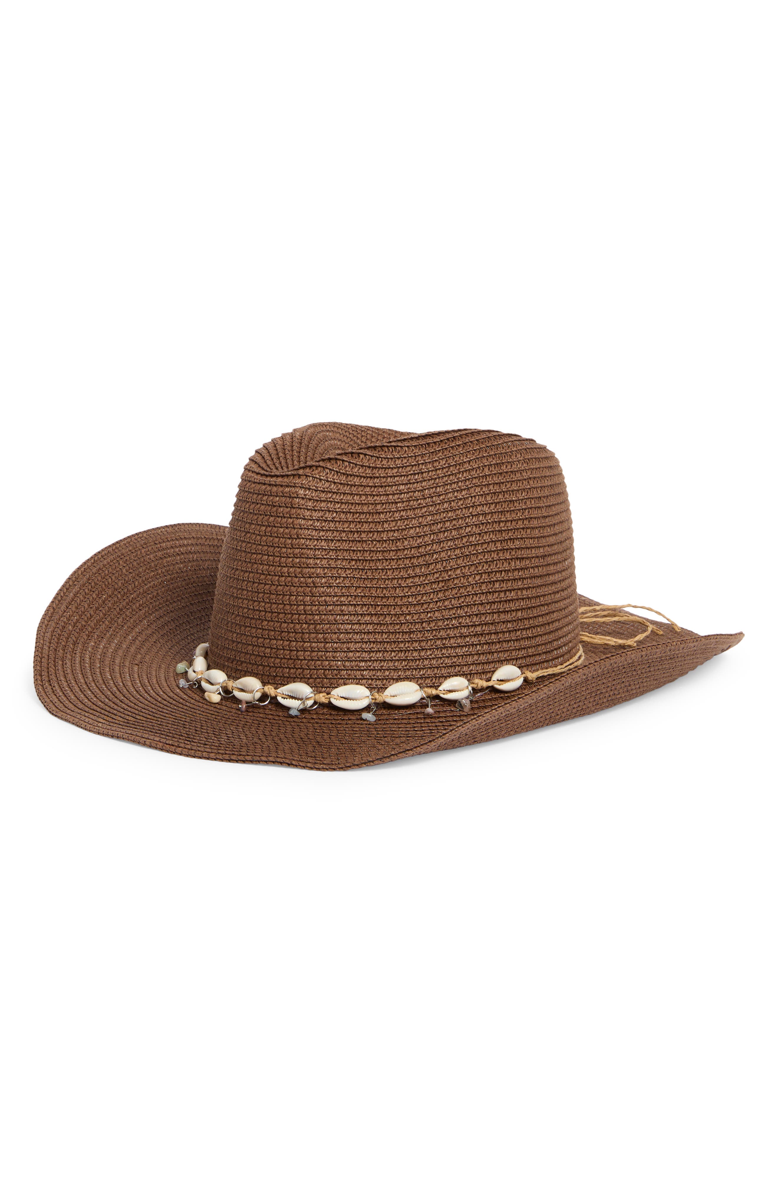 Shell Trim Straw Cowboy Hat