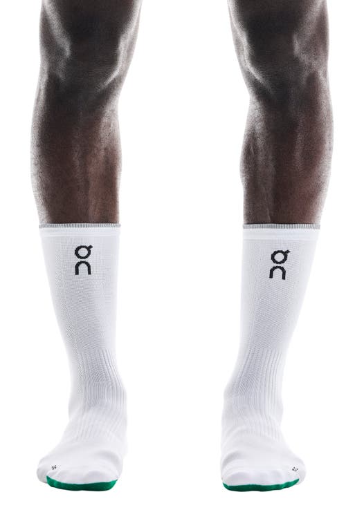 On Elite Run High Socks In White/ivory