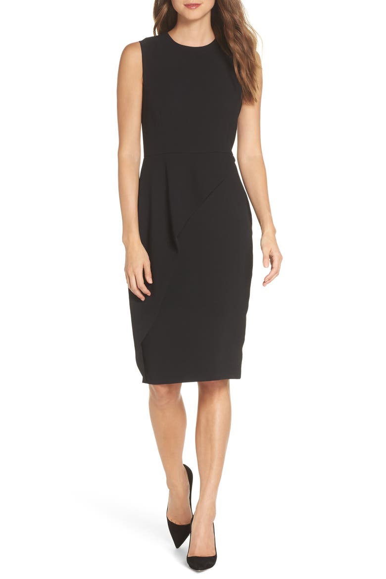 Asymmetrical Ruffle Sheath Dress, Main, color, BLACK