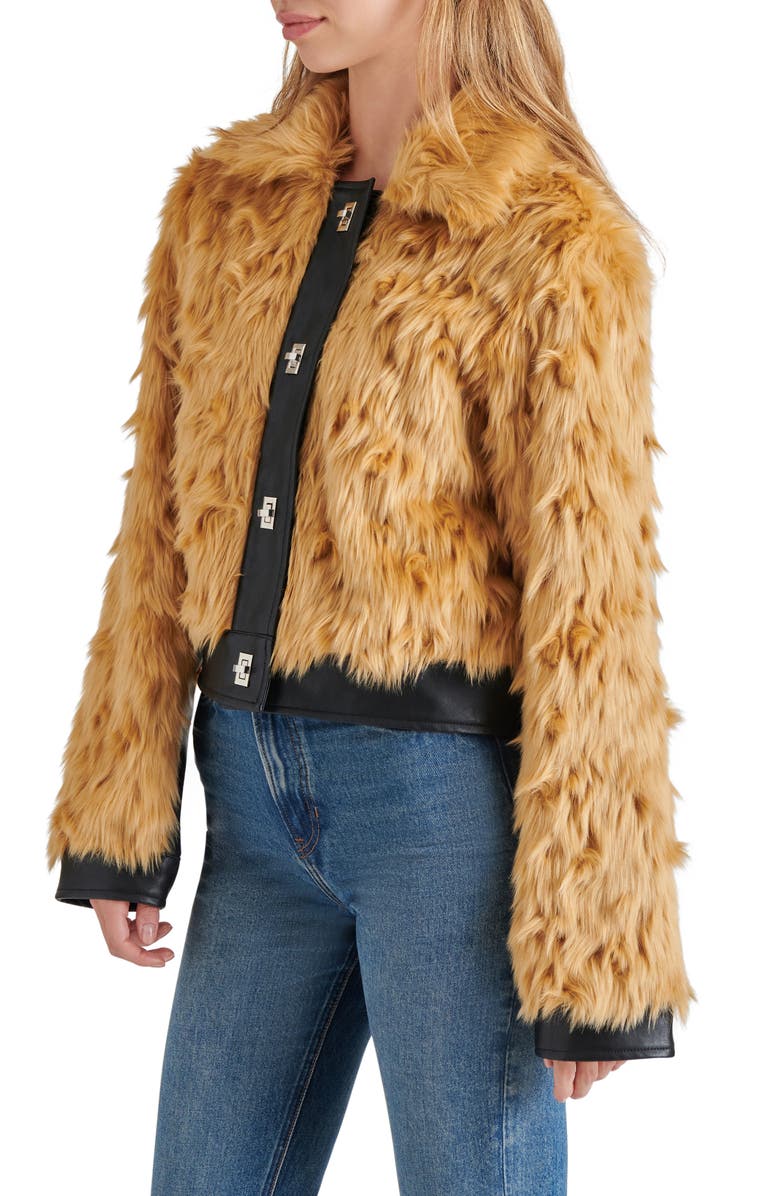 Steve Madden Nimba Faux Fur & Faux Leather Jacket, Alternate, color, 