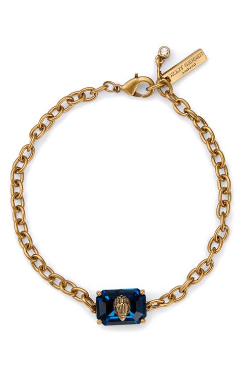 Emerald Cut Crystal Chain Bracelet