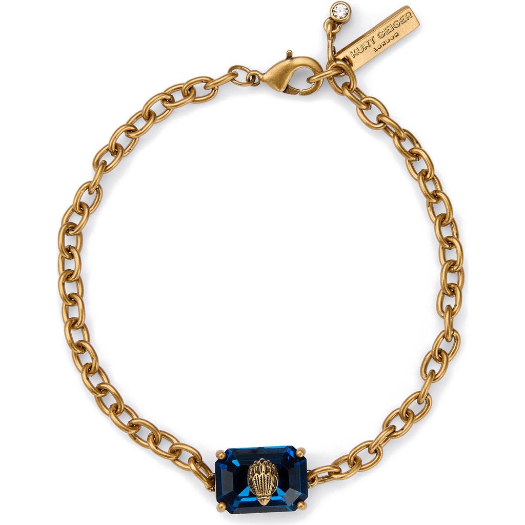 Kurt Geiger London Emerald Cut Crystal Chain Bracelet In Brown