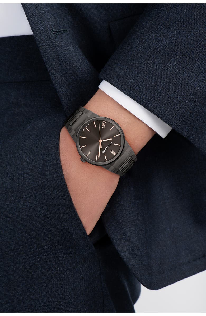 FERRAGAMO Infinity Sapphire Bracelet Watch, 41mm, Alternate, color, Ip Gunmetal