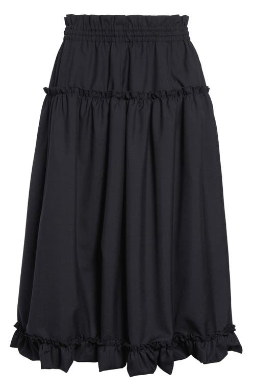 Noir Kei Ninomiya Tropical Wool Midi Skirt In Black