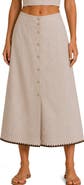 Nanette Lepore Whipstitch Buttoned Midi Skirt
