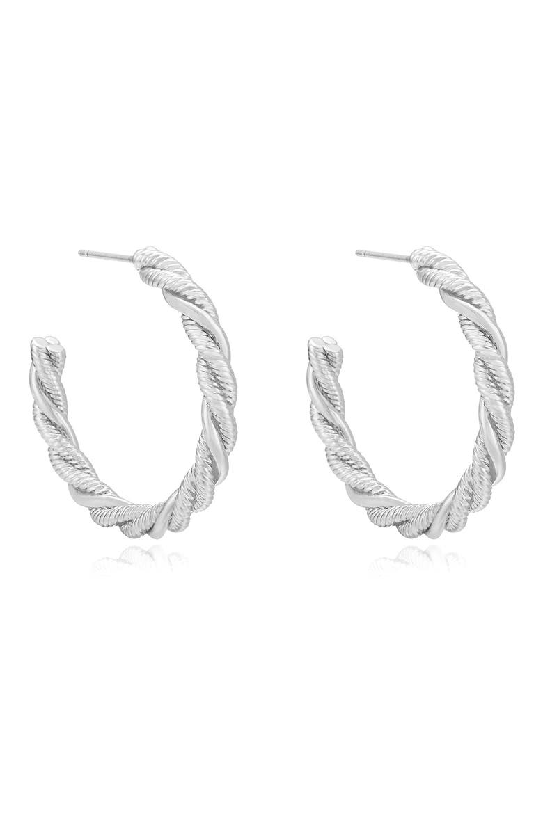 Twisted Hoop Earrings, Alternate, color, SILVER