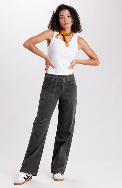 Supplies By Unionbay Marcie High Waist Wide Leg Corduroy Pants In Gray