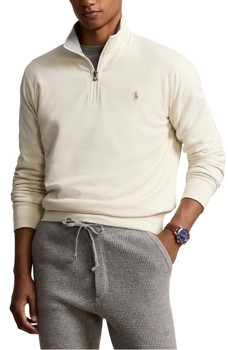 Polo Ralph Lauren Luxury Jersey Quarter Zip Pullover, Main, color, 