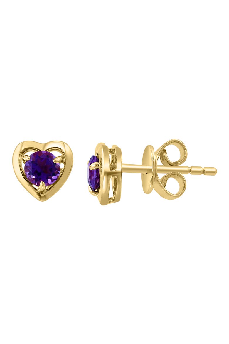 Amethyst Heart Stud Earrings, Alternate, color, PURPLE