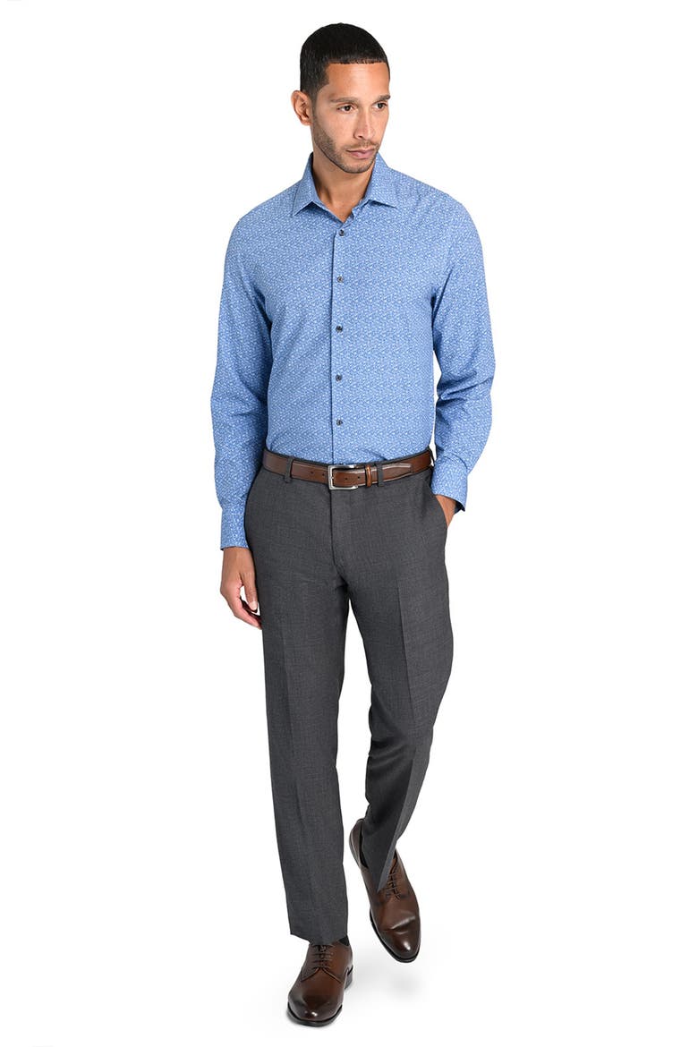 Slim Fit Micro Floral Performance Dress Shirt, Alternate, color, NAVY