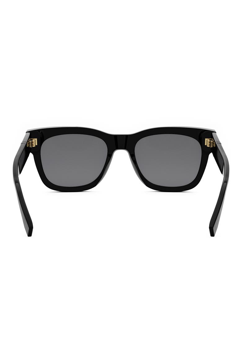 'Fendi Diagonal 51mm Square Sunglasses, Alternate, color, SHINY BLACK / SMOKE