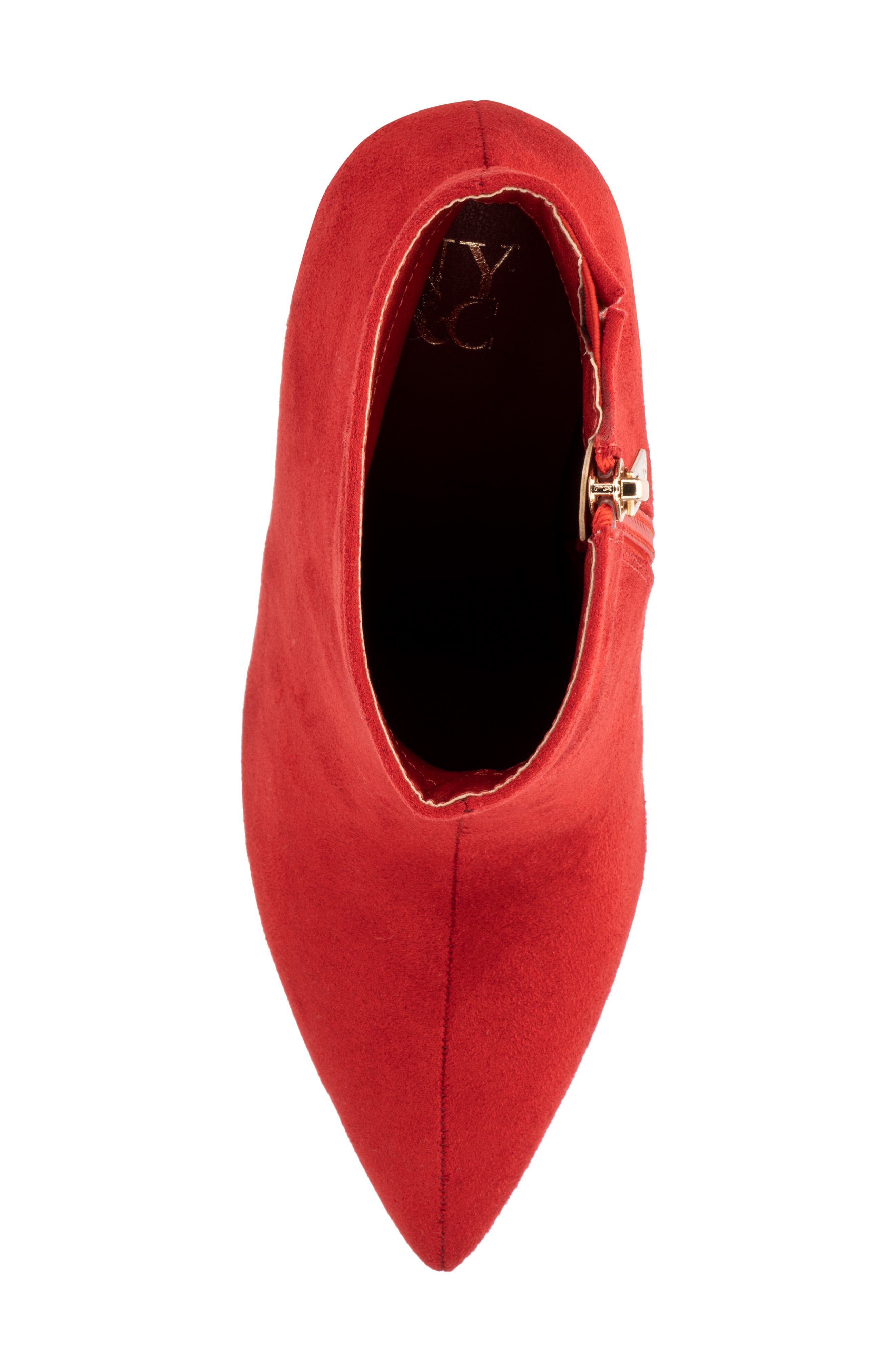 NEW YORK AND COMPANY Zhuri Faux Suede Zigzag Block Heel Bootie, Alternate, color, Red