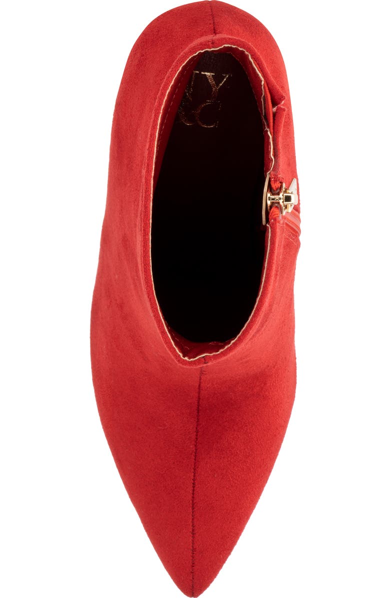 NEW YORK AND COMPANY Zhuri Faux Suede Zigzag Block Heel Bootie, Alternate, color, Red