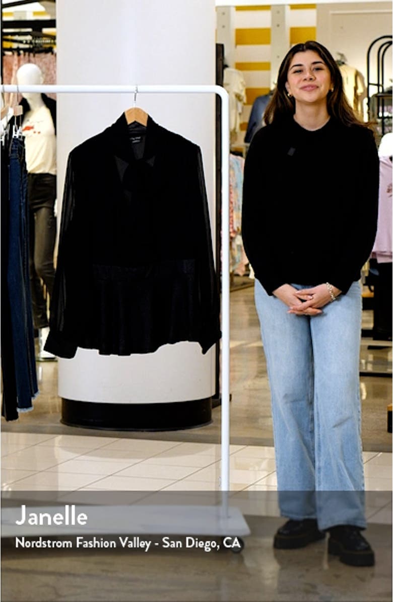 Night Sky Tie Neck Sequin Peplum Blouse, sales video thumbnail