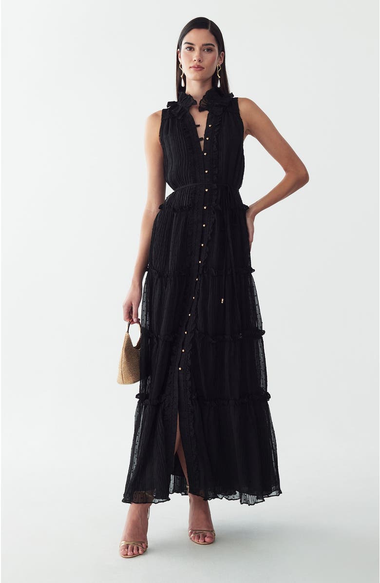 ST MRLO Omaha Midi Dress, Alternate, color, Black