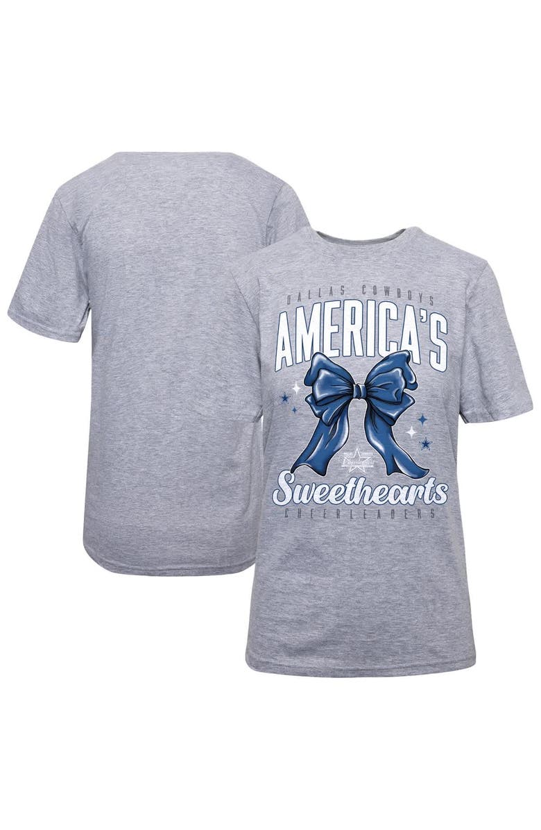 NFL Women's Gray Dallas Cowboys Cheerleaders Sweetheart Bow T-Shirt, Main, color, Gray