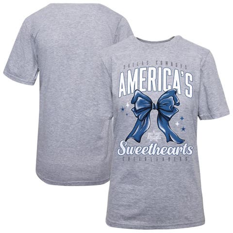Women's Gray Dallas Cowboys Cheerleaders Sweetheart Bow T-Shirt