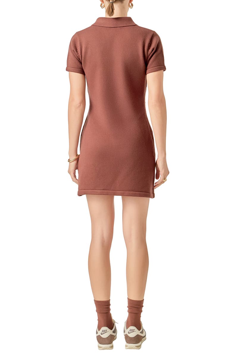 English Factory Argyle Knit Polo Dress, Alternate, color, Brown Multi
