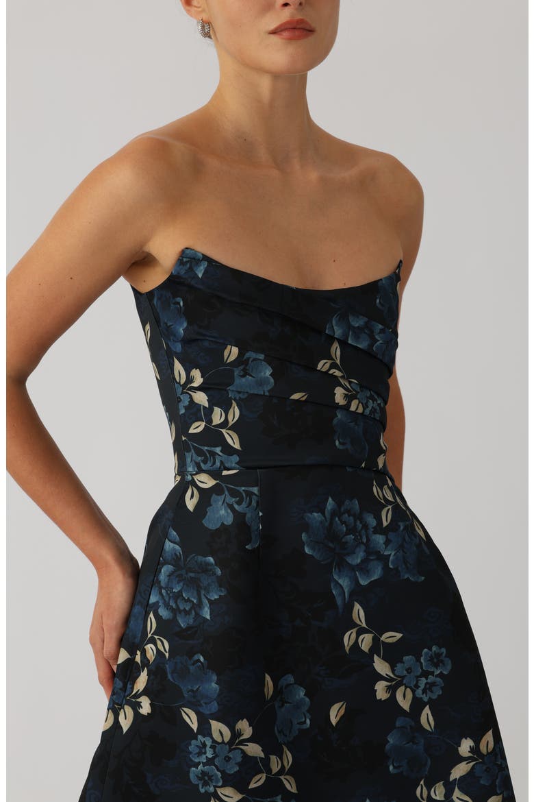Anika Pleated Strapless Satin Ballgown, Alternate, color, MIDNIGHT BLUE