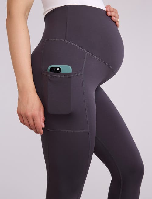 Motherhood Maternity Over The Belly Side Pocket Active Maternity Leggings In Purple
