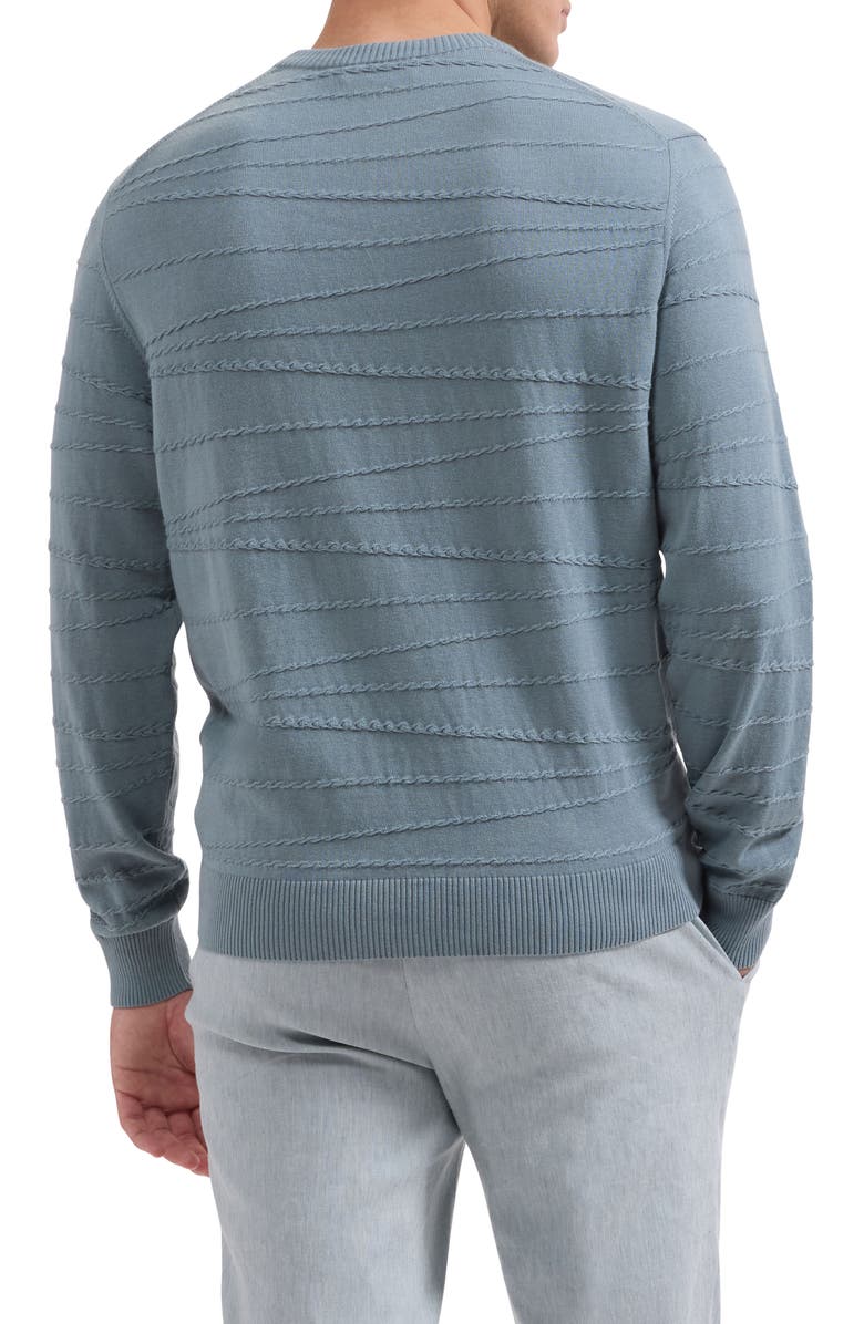 Bugatchi Textured Cotton & Silk Crewneck Sweater, Alternate, color, Shark