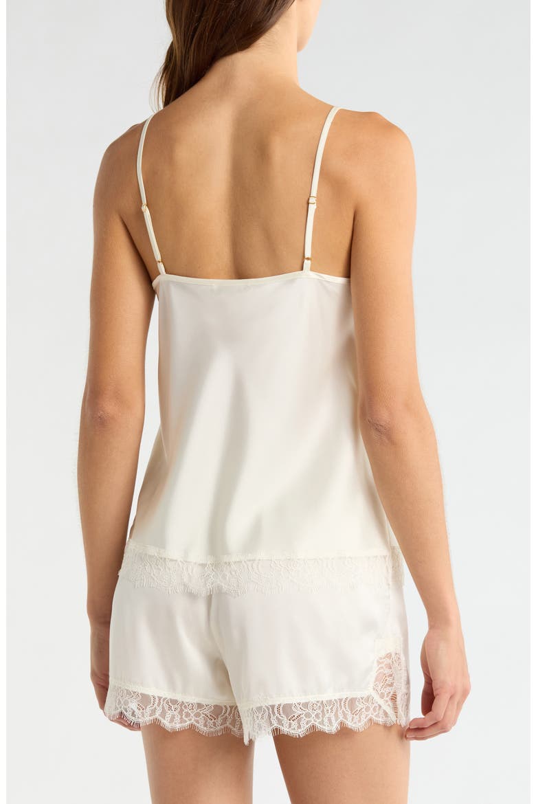 Scalloped Lace Trim Satin Camisole, Alternate, color, IVORY EGRET
