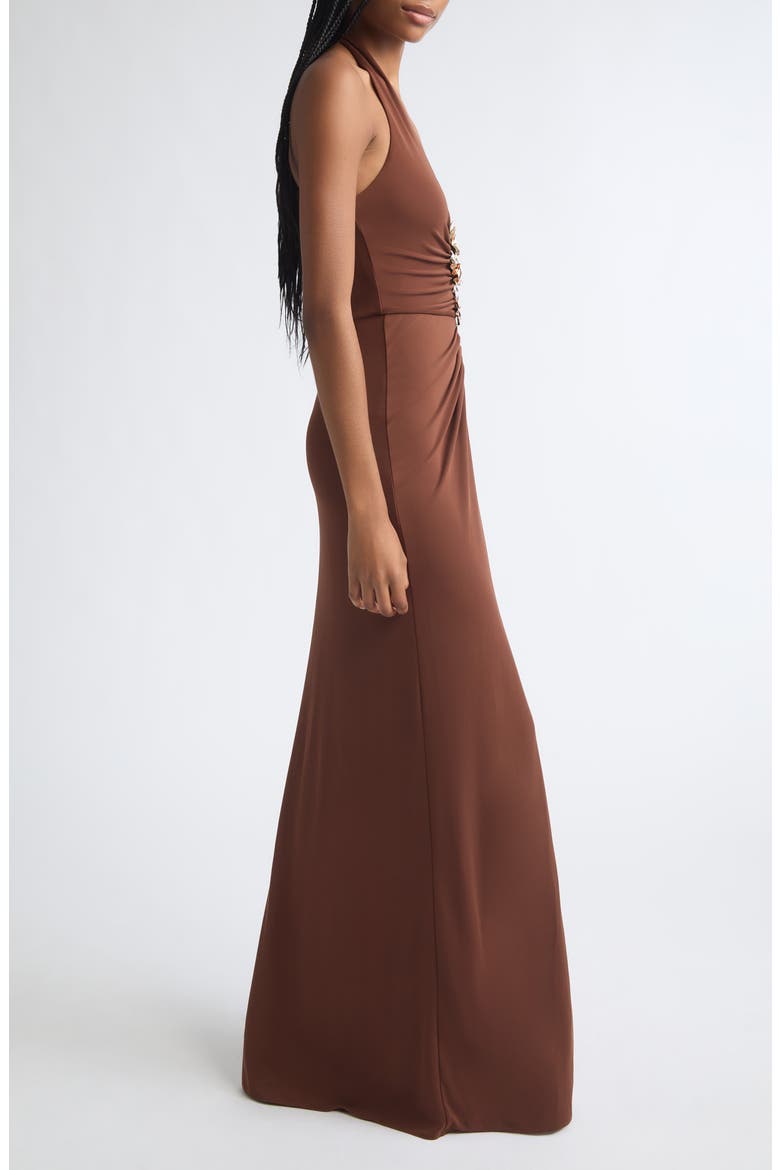 Kessan Halter Neck Gown, Alternate, color, ESPRESSO