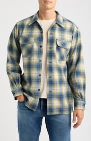 Pendleton Board Plaid Wool Flannel Button-Up Overshirt