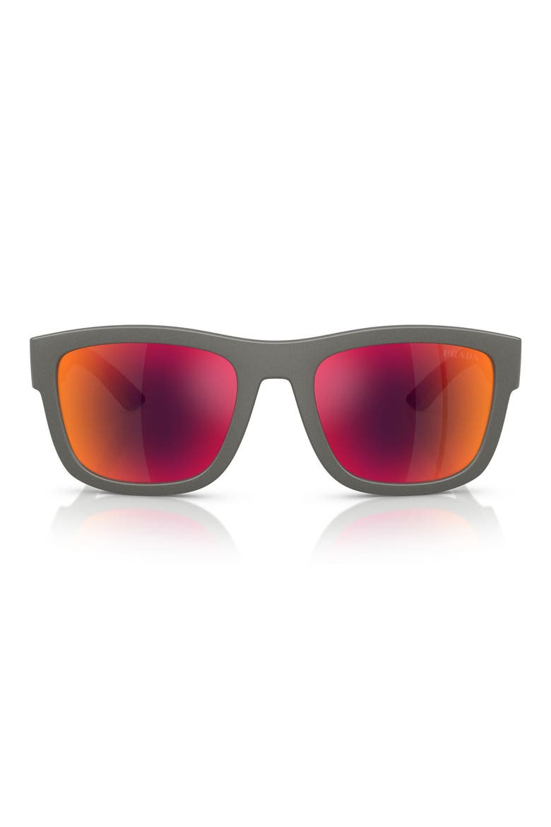 56mm Mirrored Pillow Sunglasses, Main, color, SILVER GREY / BROWN ORANGE