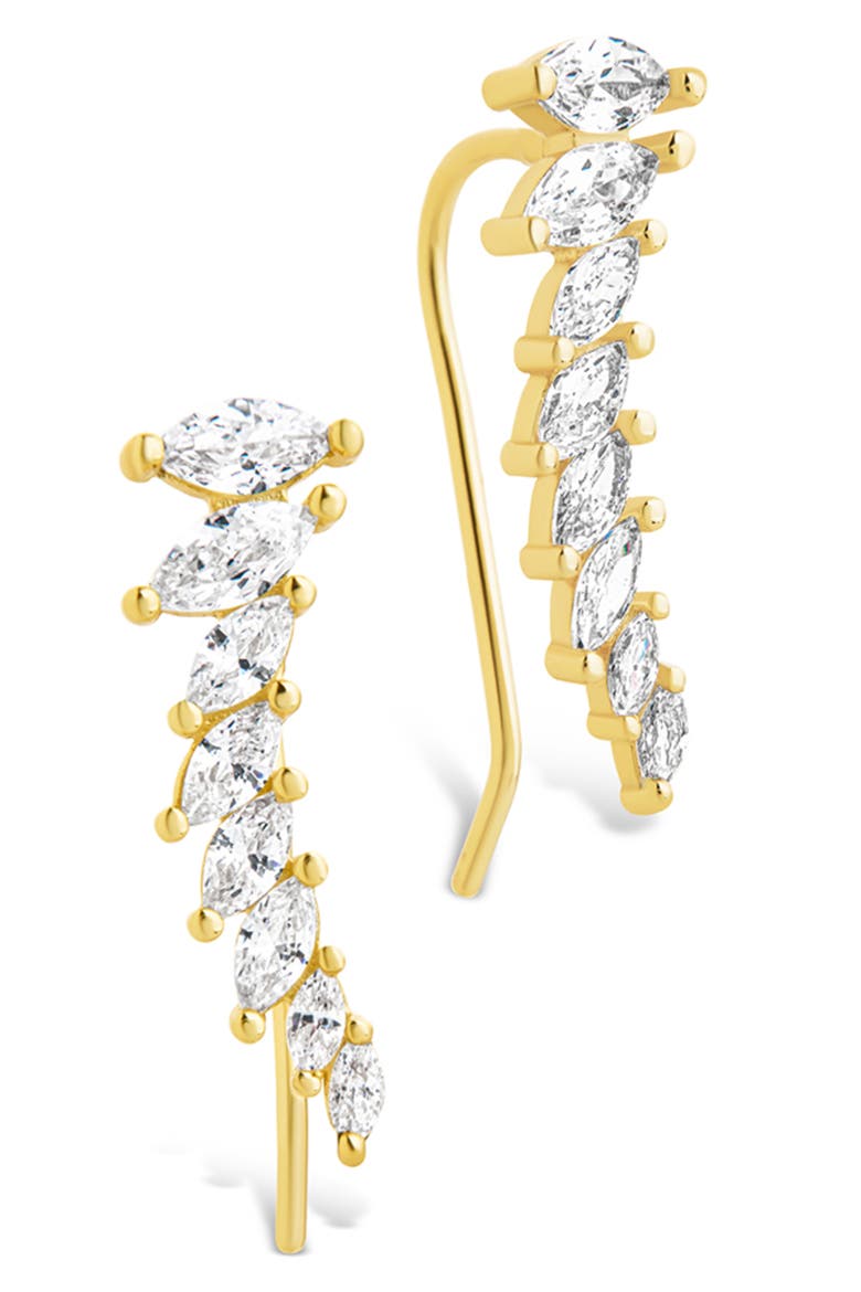 Skye Cubic Zirconia Threader Stud Earring, Main, color, GOLD