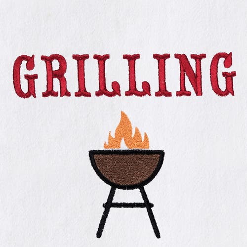 C & F Home C&f Home Grilling With Grandpa Father's Day Kitchen Embroidered Hand Towel In Multi