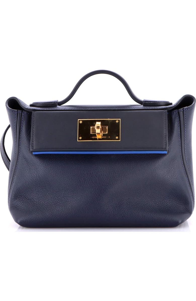 Pre-Owned Hermes 24/24 Bag Evercolor with Swift 21, Main, color, Bleu Nuit