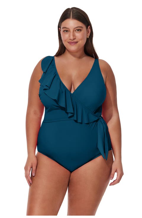 Tutti Frutti Plus Size Ruffle Surplice One Piece