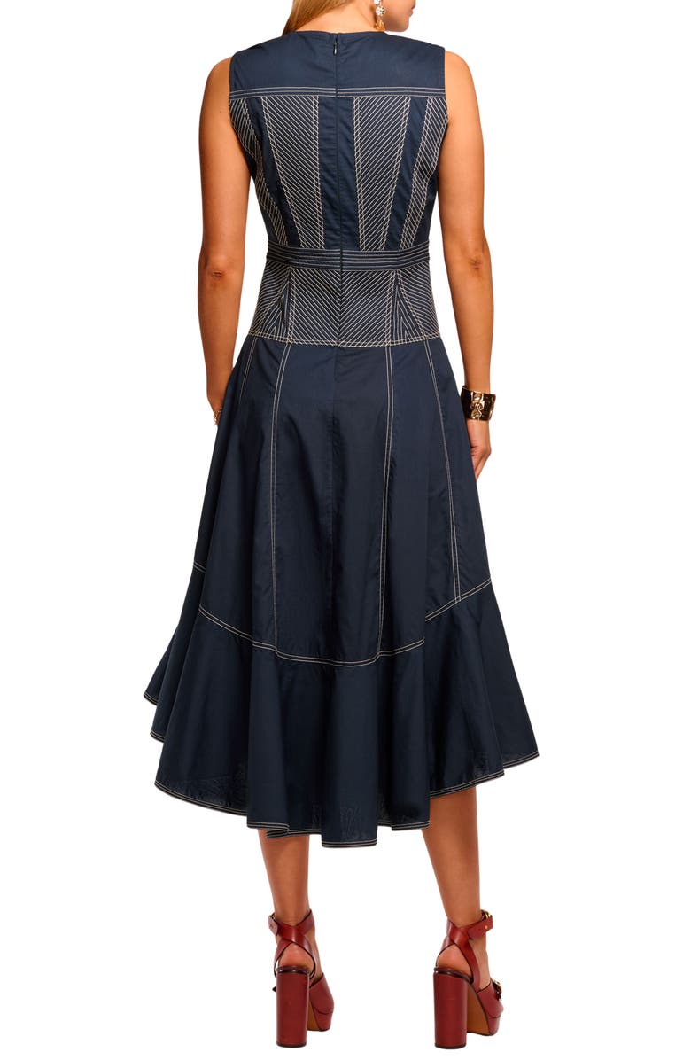 Ramy Brook Grega Sleeveless Cotton Fit & Flare Dress, Alternate, color, Navy