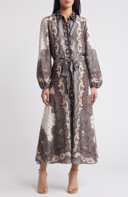 Julia Jordan Tie Belt Long Sleeve Midi Shirtdress