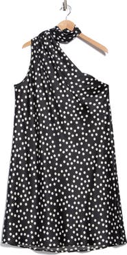 Renee C One-Shoulder Polka Dot Dress