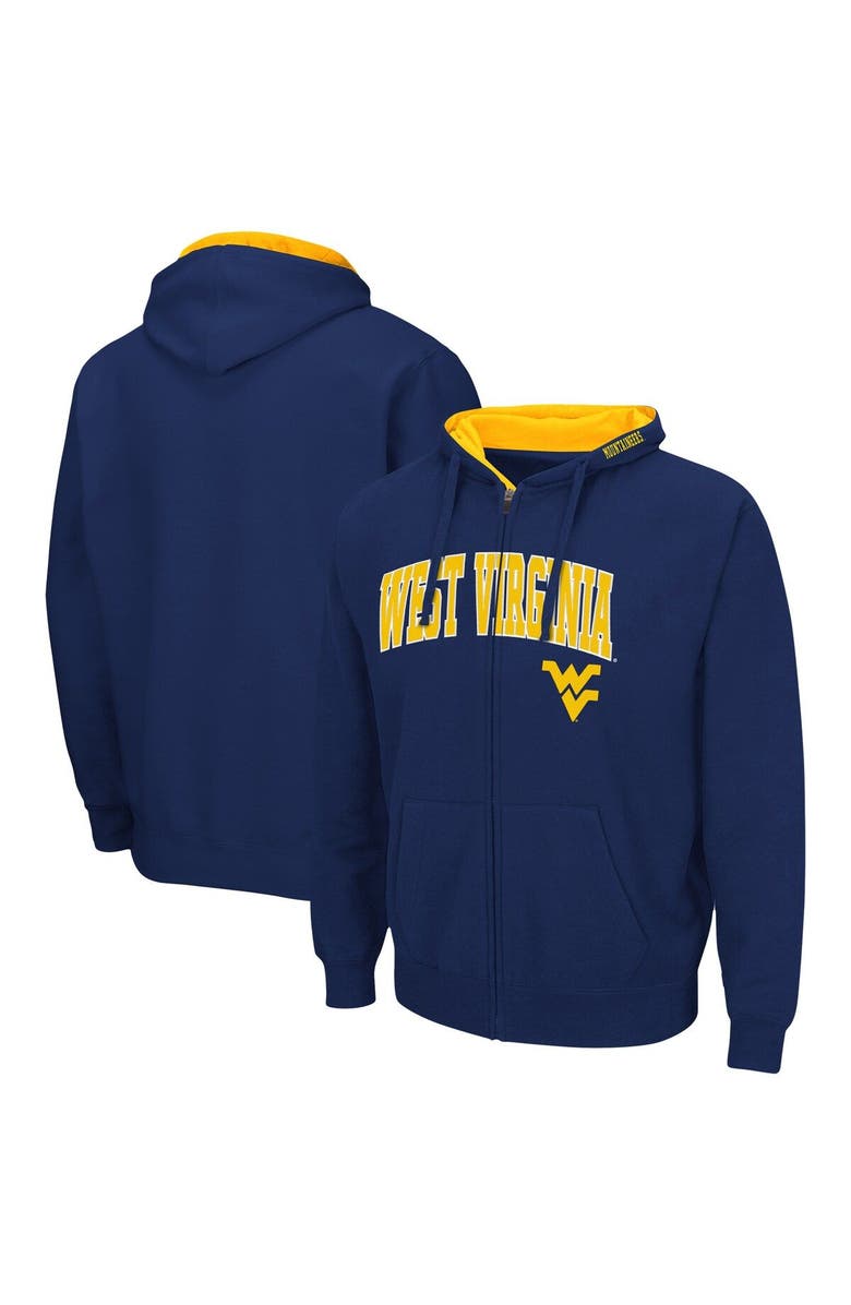 COLOSSEUM Men's Colosseum Navy West Virginia Mountaineers Arch & Logo 3.0 Full-Zip Hoodie, Main, color, Navy
