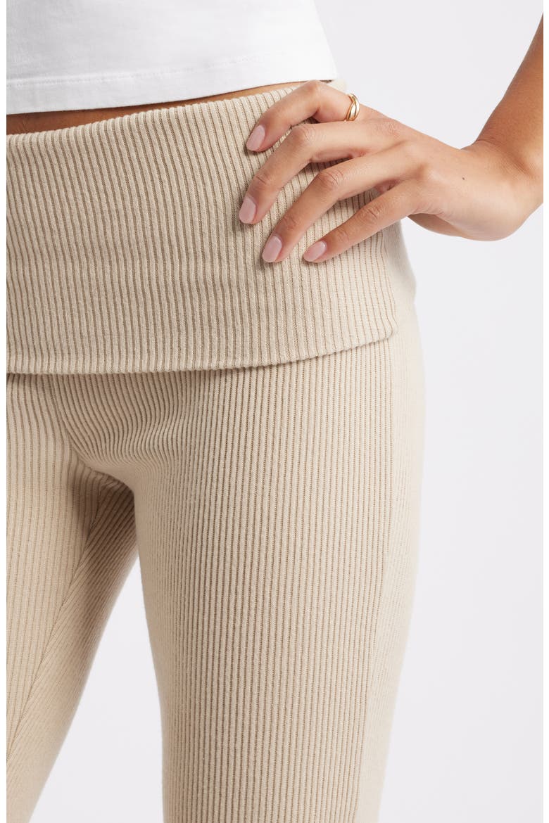 Cozy Flare Rib Pants, Alternate, color, TAN OXFORD
