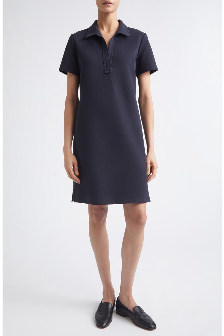 Cotton Blend Piqué Polo Shift Dress, Main, color, INK