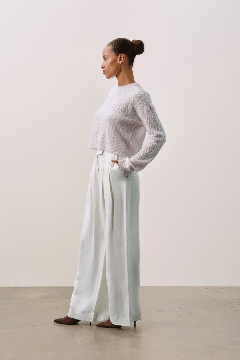 CHRISSY CROPPED CABLE KNIT SWEATER, Alternate, color, Cloud