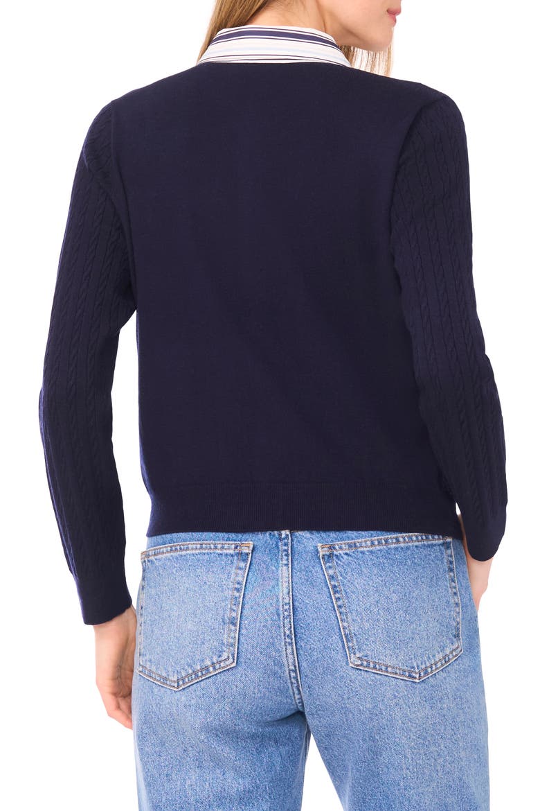 Stripe Collar Twofer Cardigan, Alternate, color, CLASSIC NAVY/ WHITE/ GREY