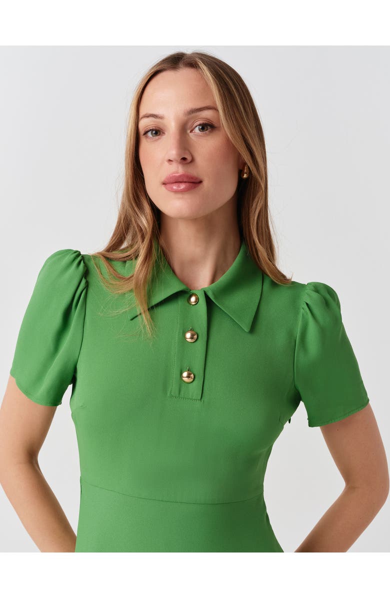 Ghost London Verity Crepe Puff Sleeve Midi Dress, Alternate, color, Green