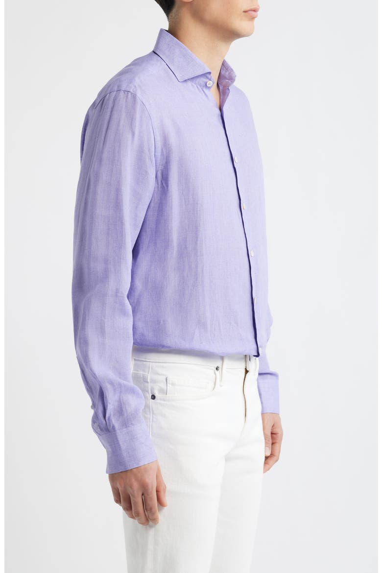 Regular Fit Linen Button-Up Shirt, Alternate, color, LIGHT PURPLE