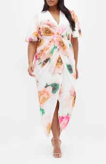 City Chic Braelynn Print Faux Wrap Maxi Dress